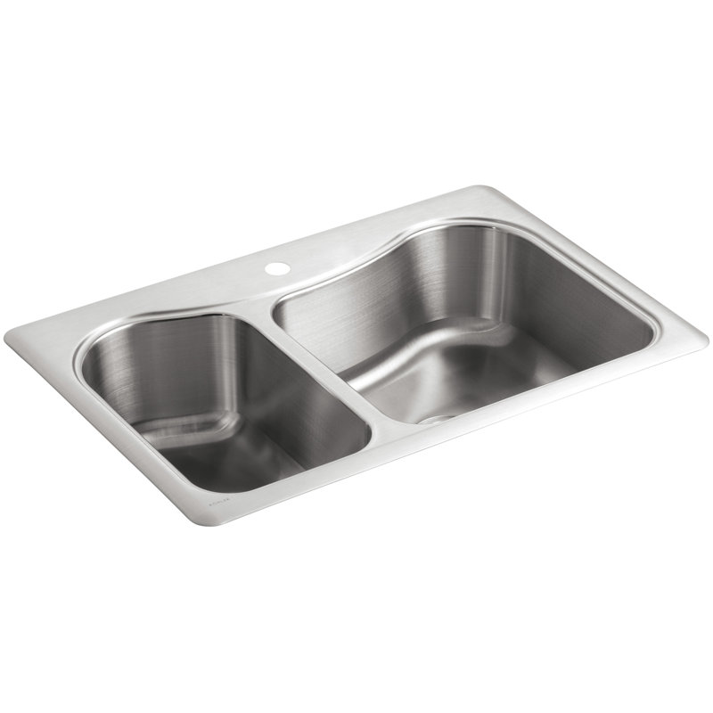 K 3361 1 Na Kohler Staccato 33 L X 22 W Drop In Kitchen Sink With Single Faucet Hole Reviews Wayfair
