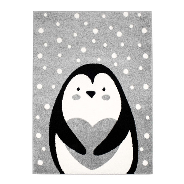 Harriet Bee Flachgewebe Teppich Ambleside Mit Pinguin In Grau Bewertungen Wayfair De