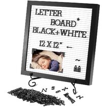 320 Black&White Changeable Felt Letter Board 12 x 12 Rustic Wood Frame 