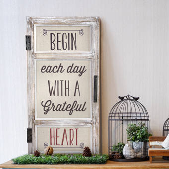 August Grove Begin Each Day With A Grateful Heart Window Hanging