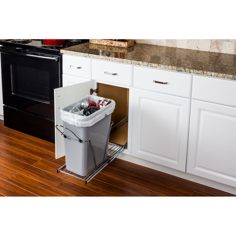 Hardware Resources Steel Pull Out Under Counter Trash Can Holder