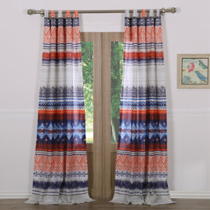 Farmington Striped Sheer Tab Top Curtain Panels (Set of 2)