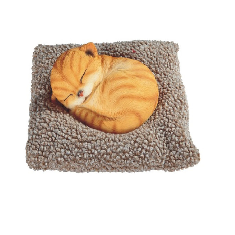 August Grove Strattenburg Orange Tabby Kitten Sleeping On Pillow Bed Figurine Wayfair