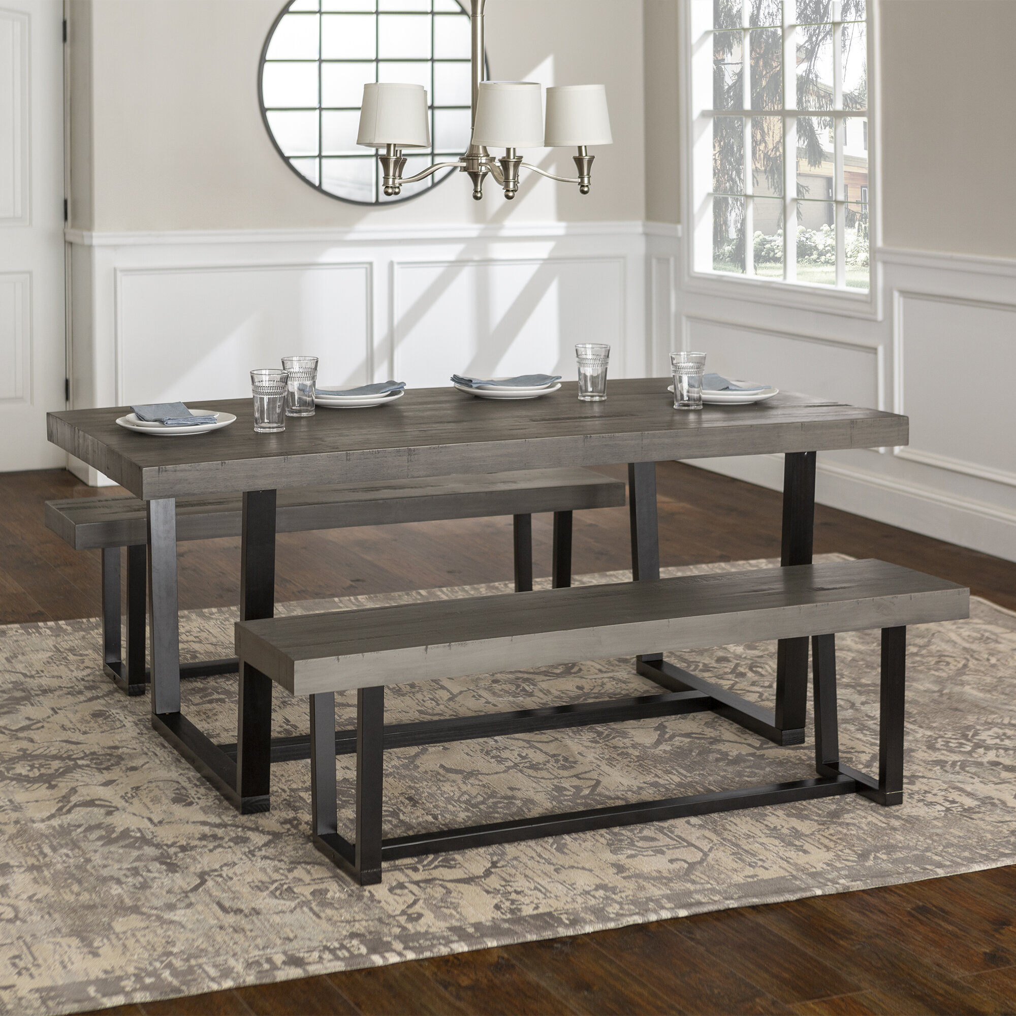 minerva pine solid wood dining table union rustic