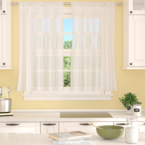 Forrester Solid Sheer Rod Pocket Curtain Panels (Set of 2)