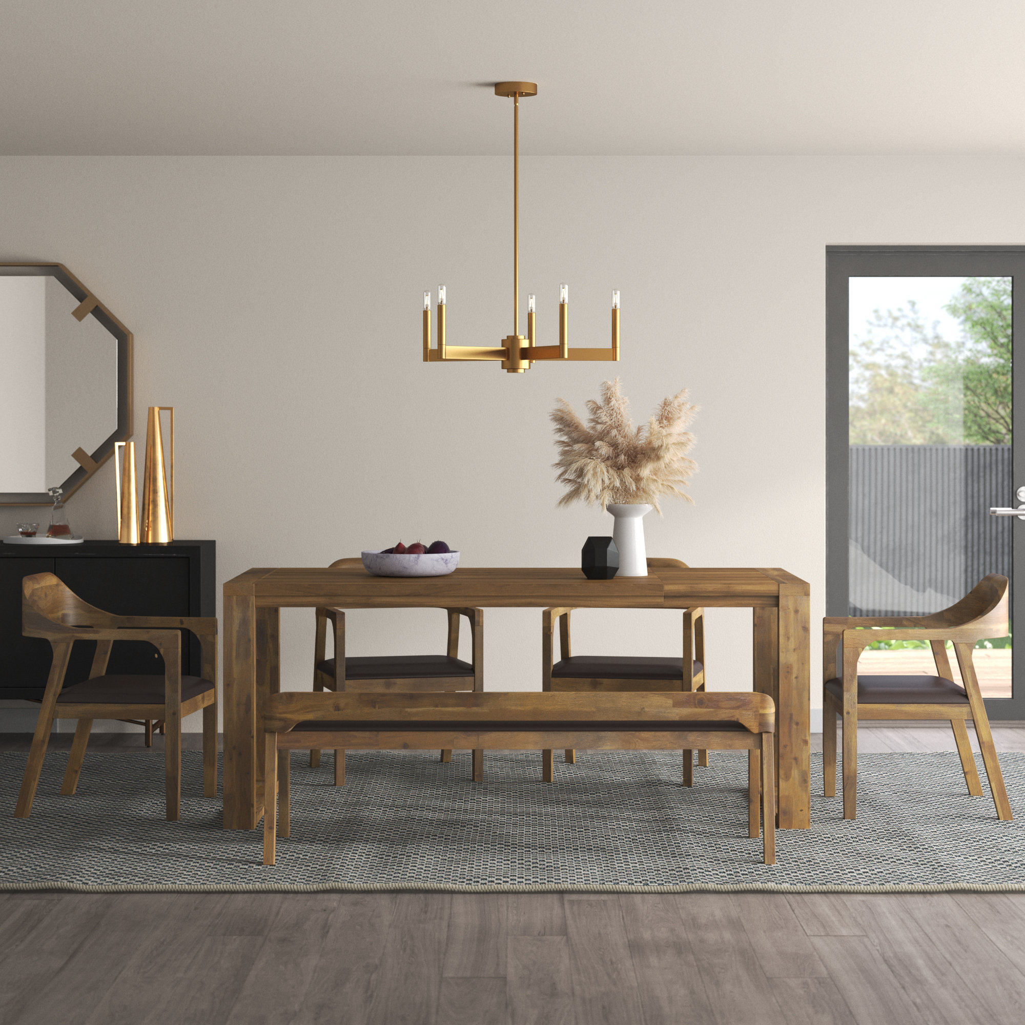 Bourgoin 6 piece drop leaf solid wood dining set discount