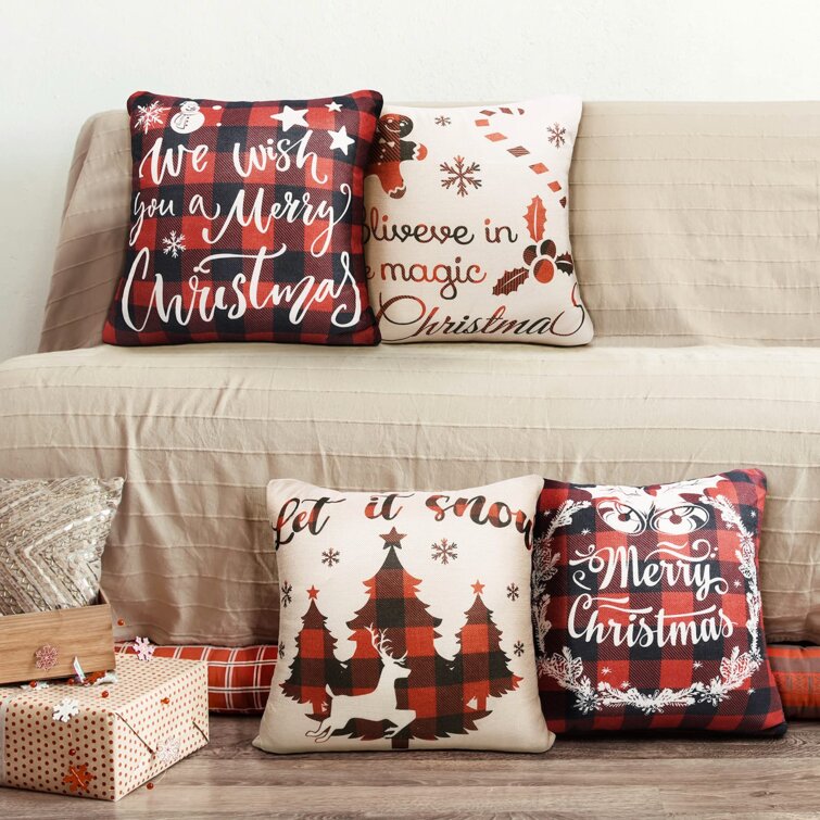 18" Christmas Xmas Cushion Cover Pillow Case Cotton Linen Home Sofa Throw Decor