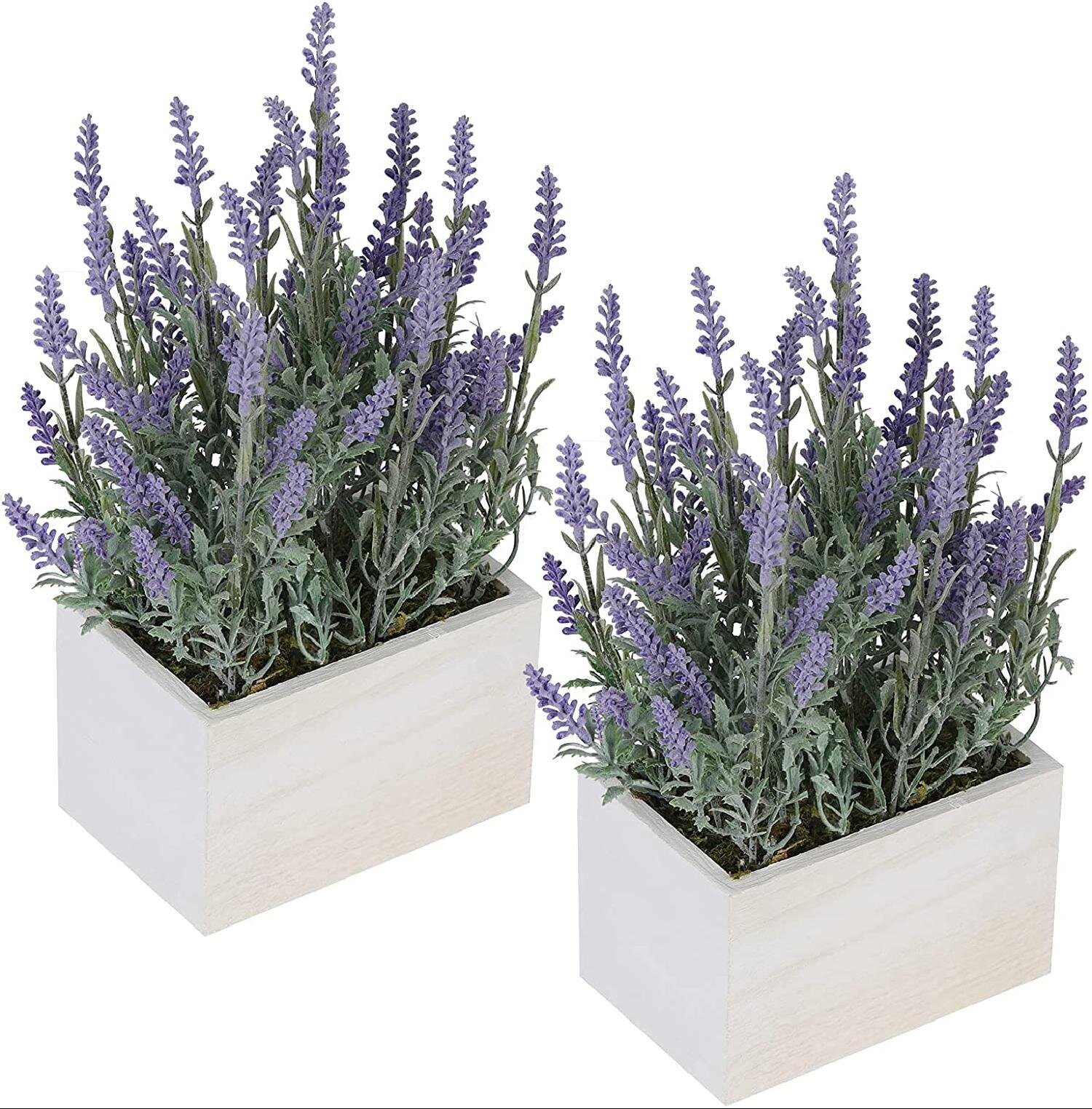 Lavender Artificial Flower Pot 2 Pack Fake Potted Plants for home decor