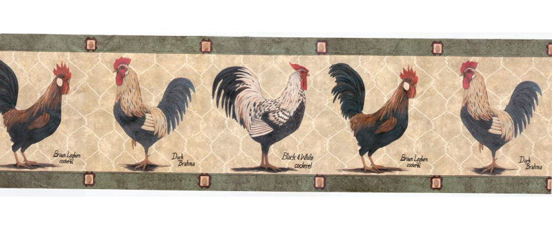 Houston International Rooster 15 L X 7 W Satin Wallpaper Border