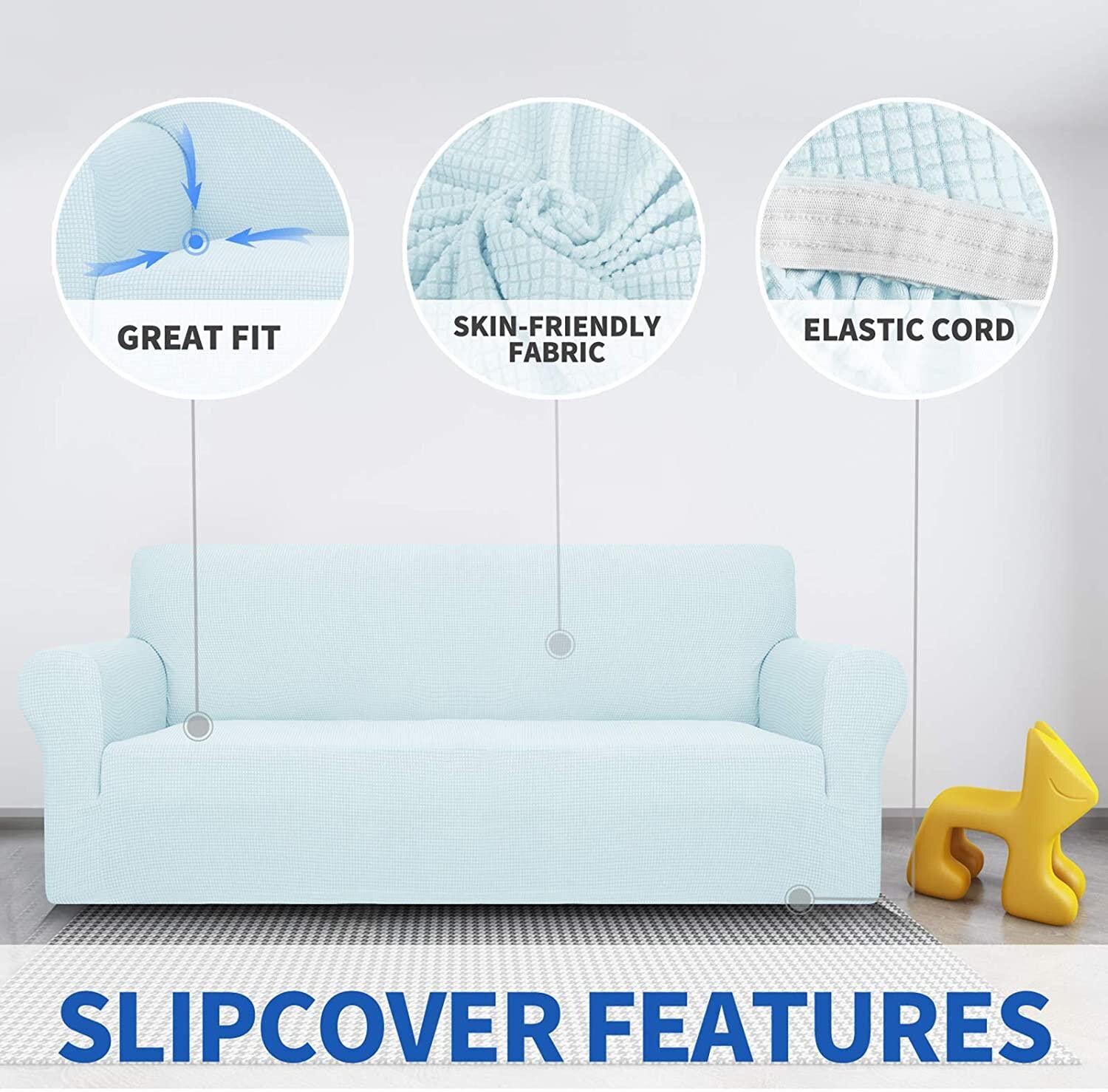 Fabric Stretchy Slipcovers Protector Sofa Seat Cushion Couch Loveseat Protection 