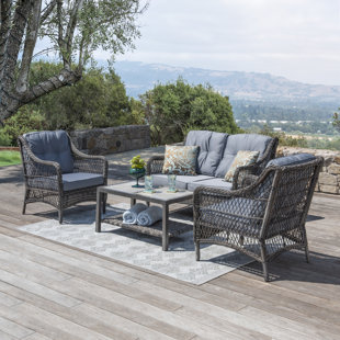 Pelletier 4 Piece Rattan Sofa Seating Group with Cushions