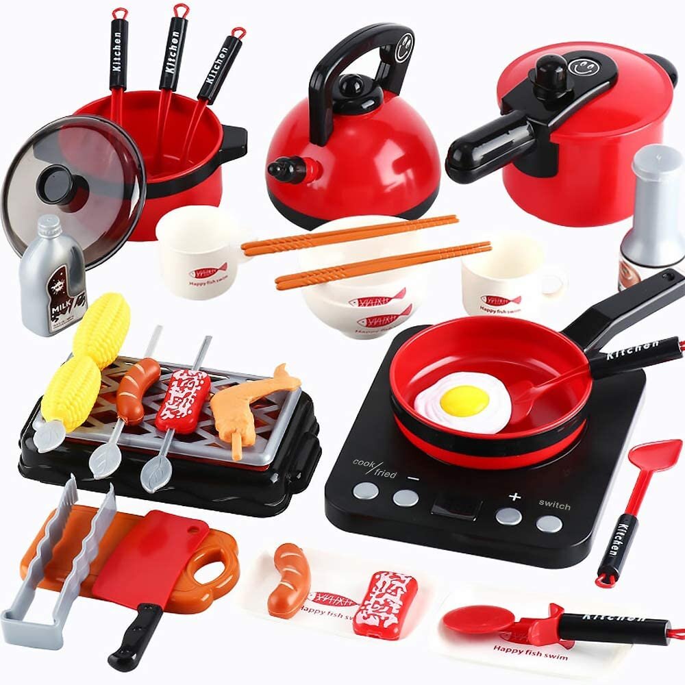 21pc Kitchen Pretend Play Toys Cooking Set Cookware Pots & Pans Playset for Kids 