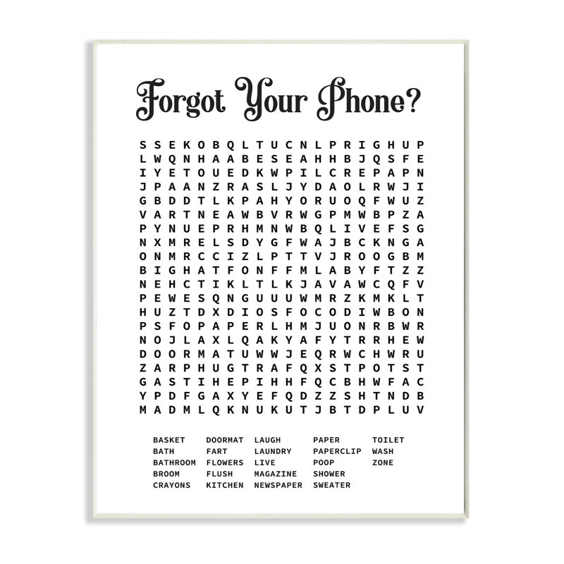 Ebern Designs Phone Crossword Puzzle Bathroom Word Design Graphic Art Reviews Wayfair