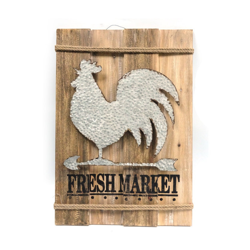 Rosalind Wheeler Rooster Fresh Market Wood Wall Decor Wayfair