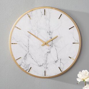 Rose or Marble Face Wall Clock Copper Hanging Round Bedroom Home Office 12 Hrs