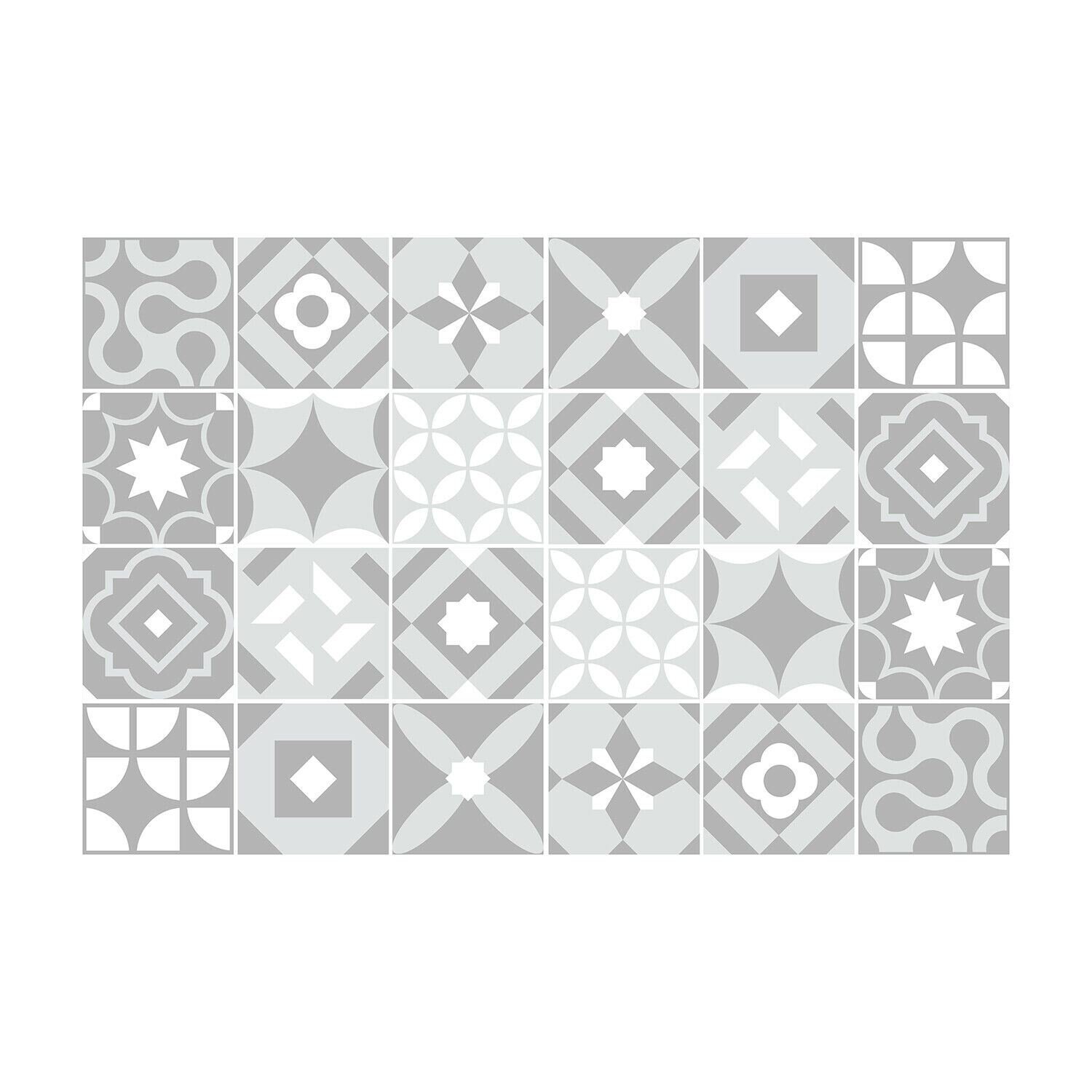 Walplus Wt1550 Campbell Cement Light Grey Retro Tile Sticker Set 15 X 15 Cm 6 X 6 In 72 Pcs Wayfair