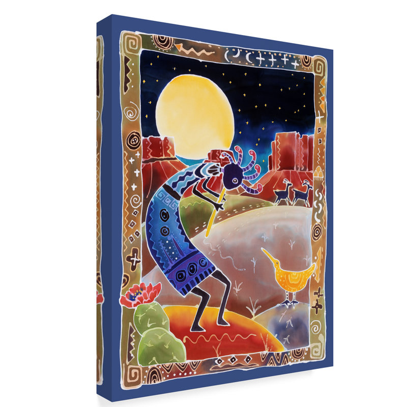 Trademark Art Kokopelli Sings Up The Moon Acrylic Painting Print