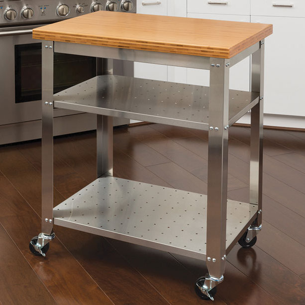 Wfx Utility Mesa Kitchen Work Table Kitchen Cart With Bamboo Top Reviews Wayfair