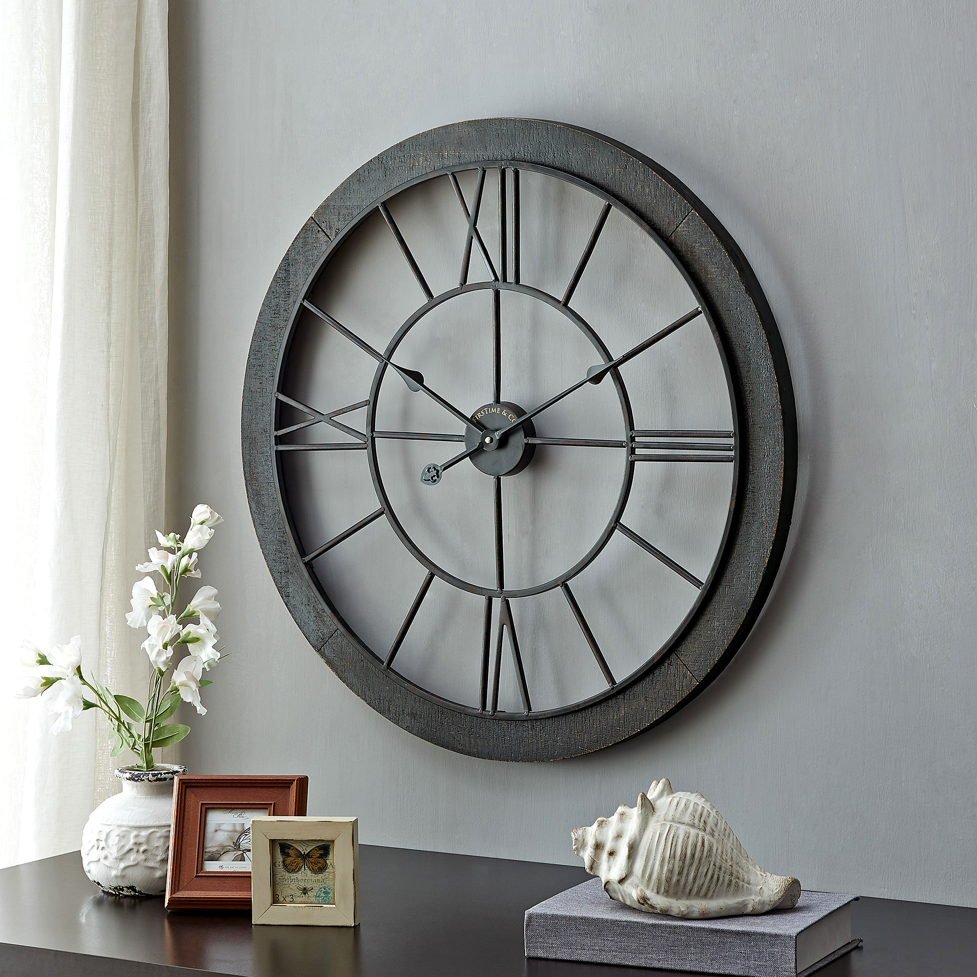 Gracie Oaks Oversized Elsner 26 Wall Clock Reviews Wayfair