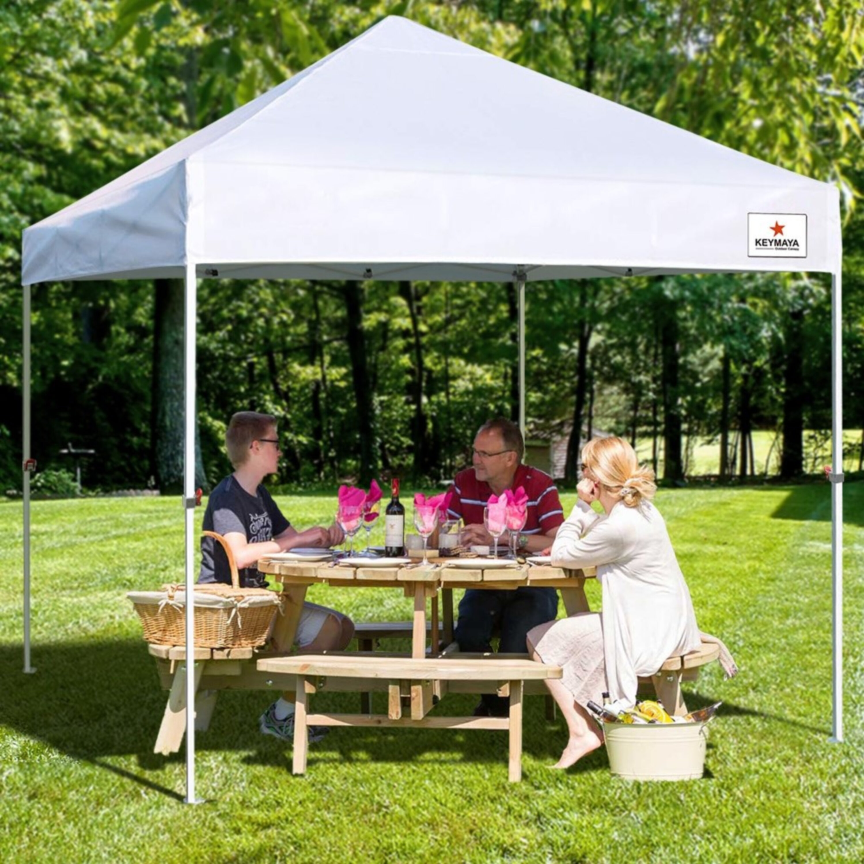 Black-1 Keymaya 10x10 Ez Pop Up Canopy Tent Commercial Instant Shelter with 4 Removable sidewalls Bonus Weight Bag 4-pc Pack ， 