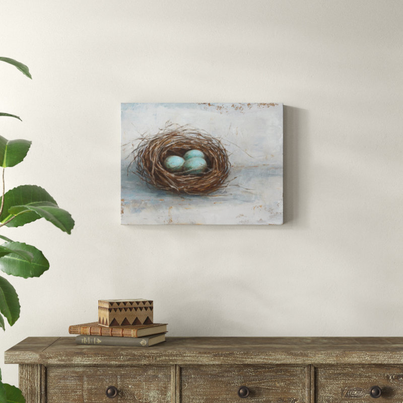 Millwood Pines Rustic Bird Nest I Painting On Wrapped Canvas