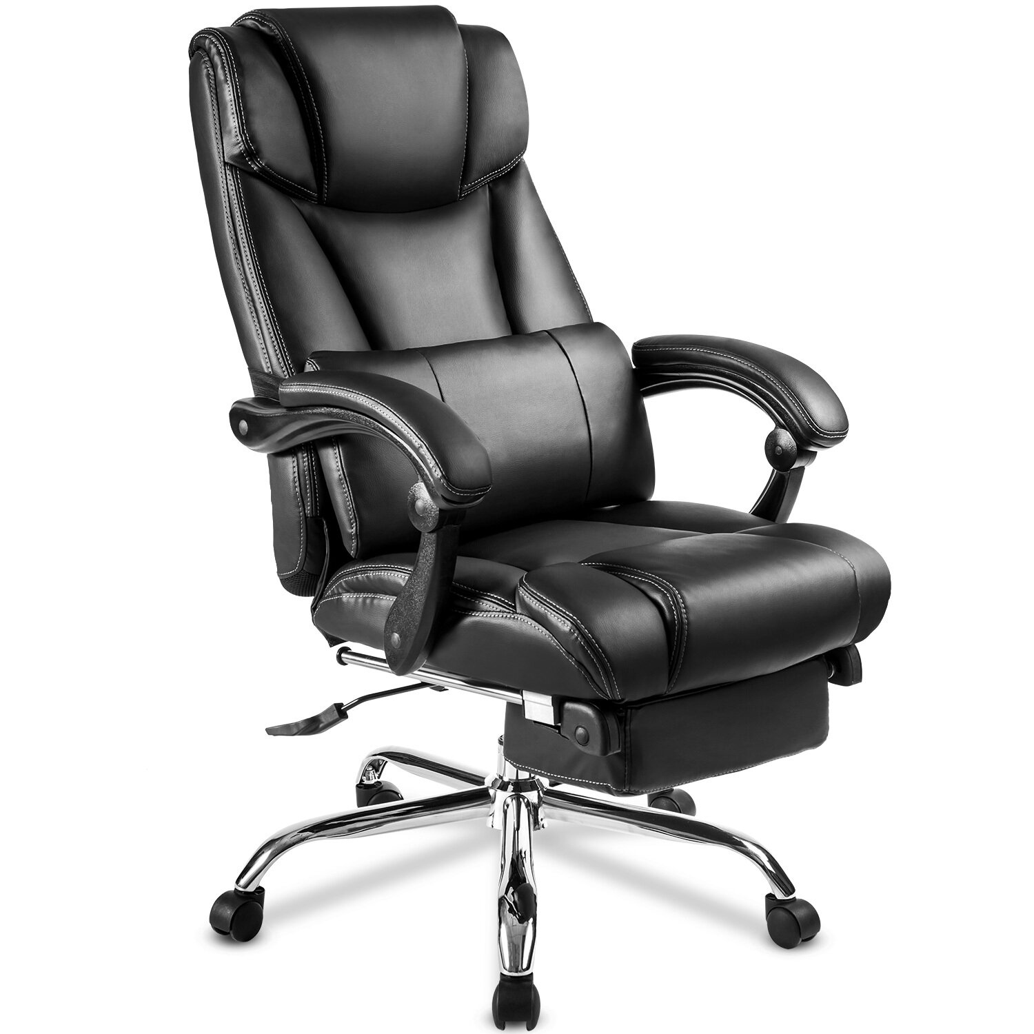 pu leather office chair with support cushion and footrest ergonomic gaming  chair