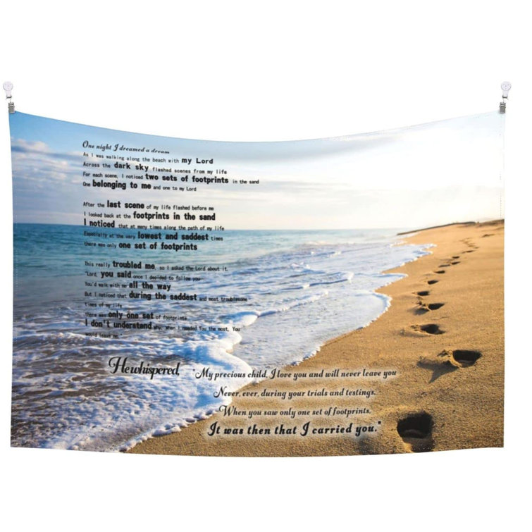 O-home Polyester Footprints In The Sand Poem Wall Hanging | Wayfair