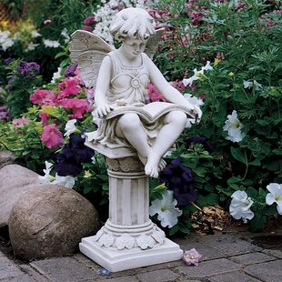 Joyful Flute Playing Fairy Sitting Statue Garden Pixie Sculpture 