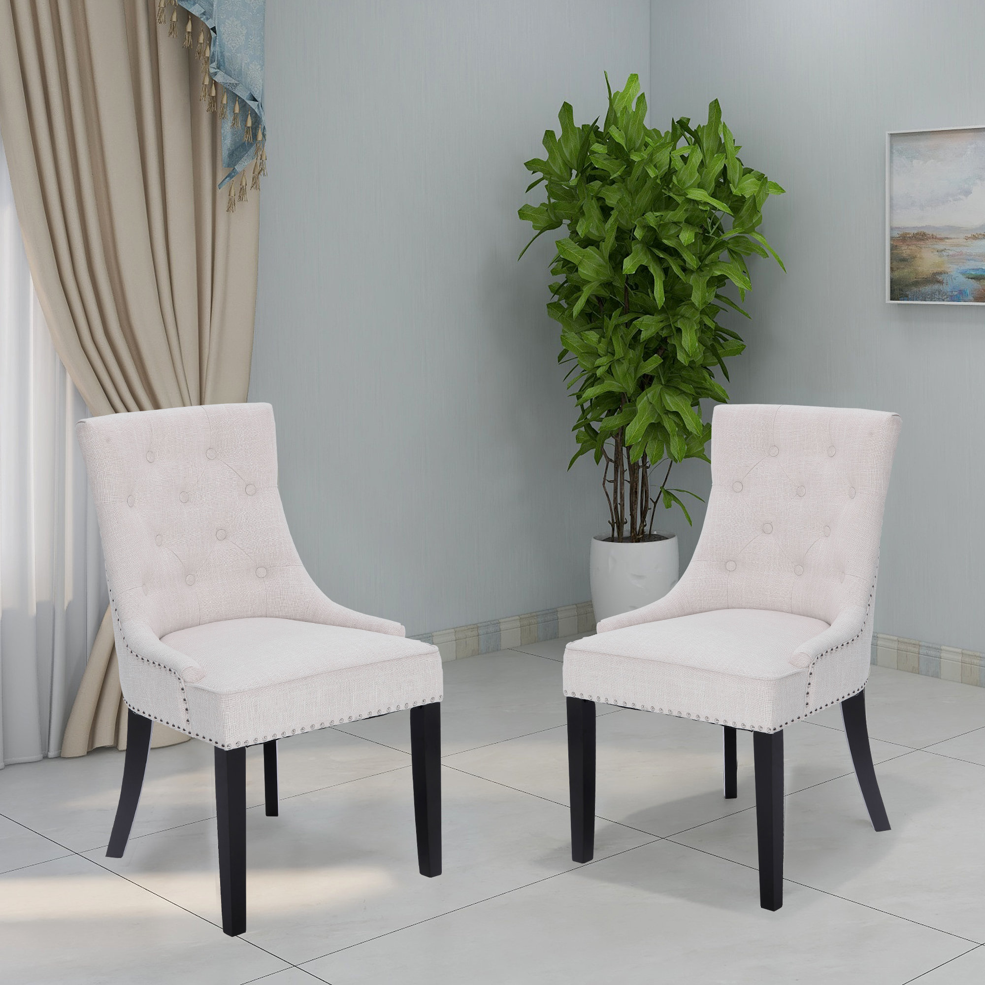 Alcott Hill Charlack Tufted Linen Upholstered Parsons Chair Reviews Wayfair