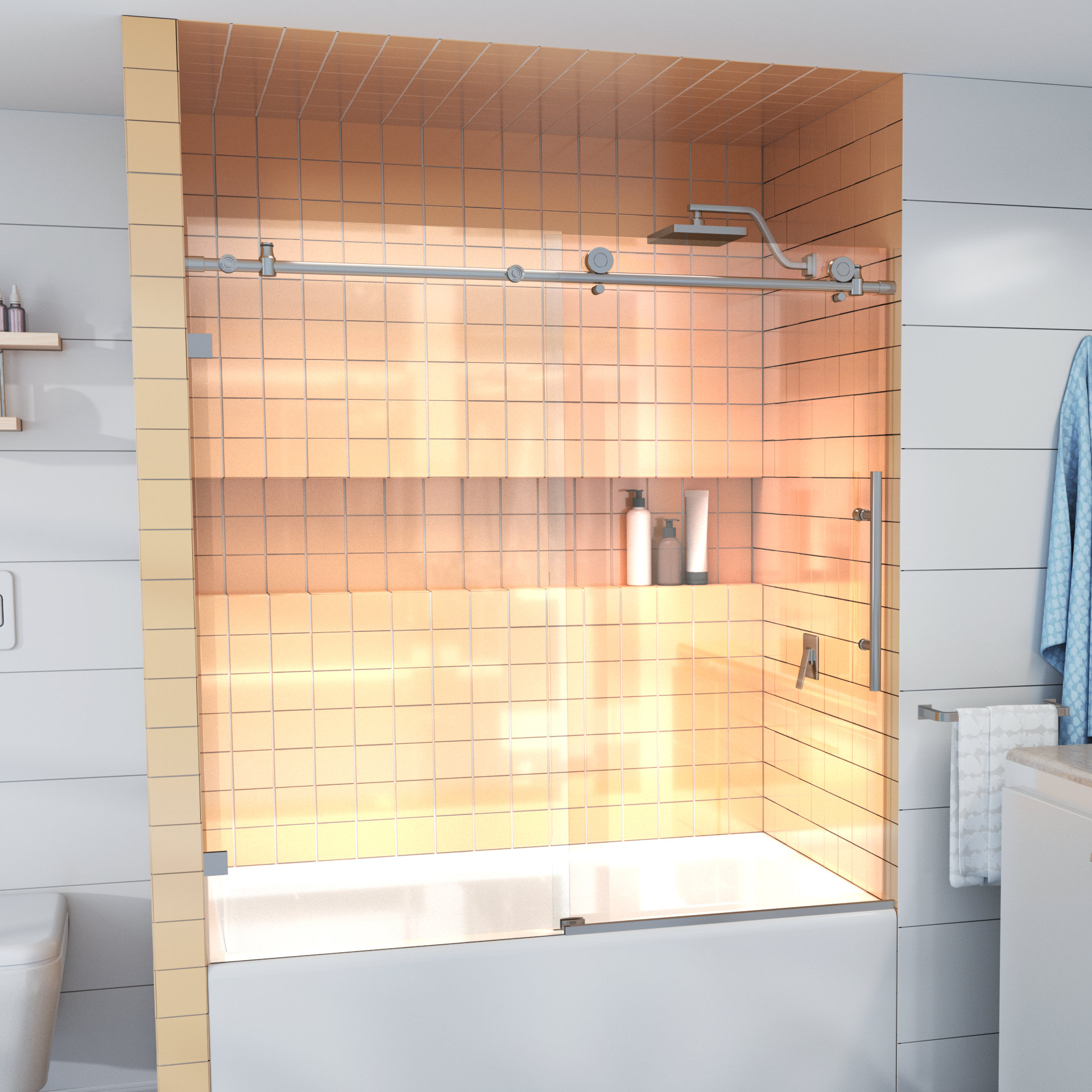 Glass Warehouse 60 X 60 Single Sliding Frameless Tub Door Wayfair