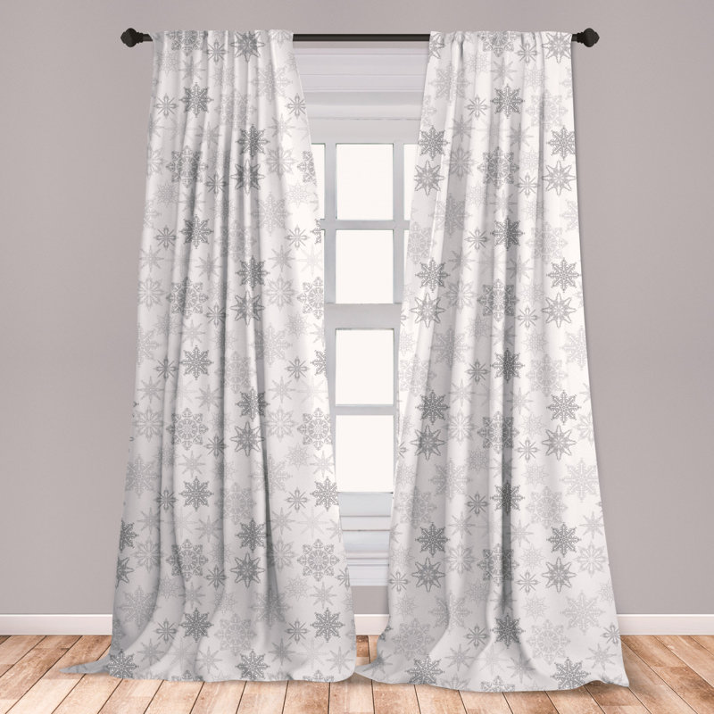 East Urban Home Align Winter Curtains Ornamental Crystals Of Ice Freezing Weather In January Cold Abstract Window Treatments 2 Panel Set For Living Room Bedroom Decor 56 X 63 Grey Grey White Wayfair