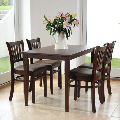 Keira Dining Set with 4 Chairs Ophelia and Co. Colour: Dark Walnut/Truffle