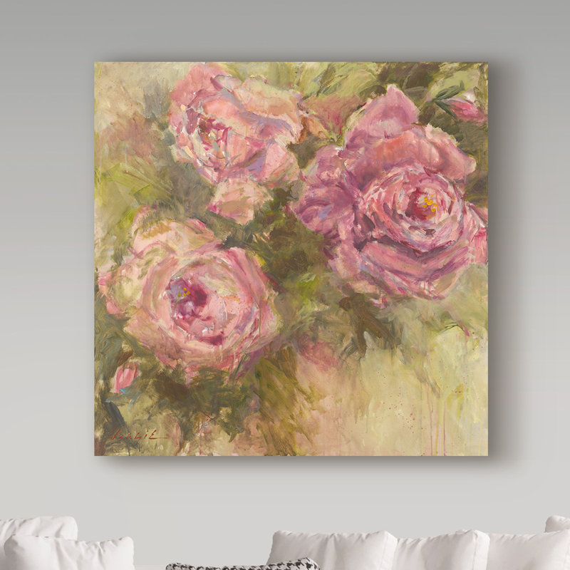 Trademark Art Pink Roses Acrylic Painting Print On Wrapped Canvas Wayfair