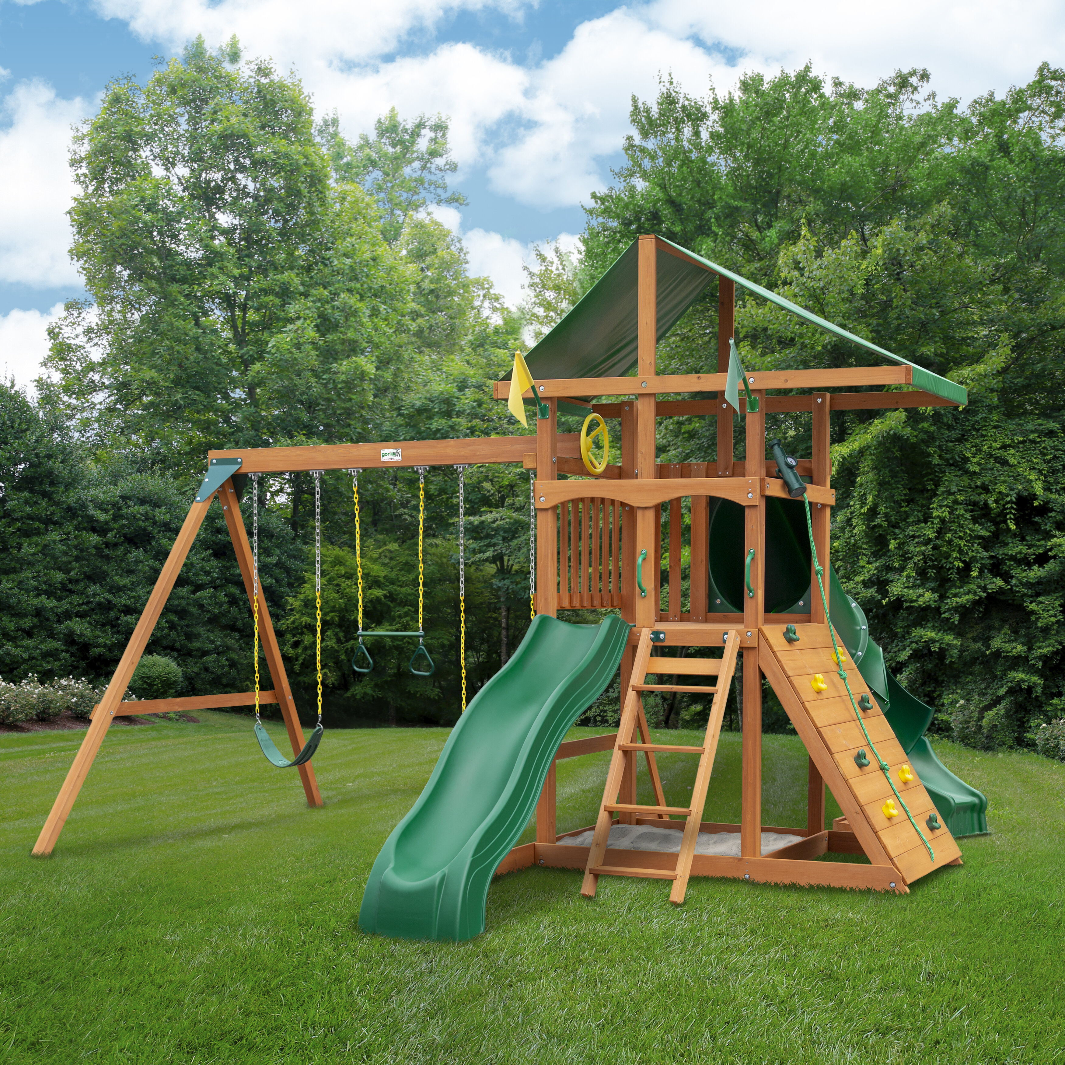 outdoor playset with tube slide