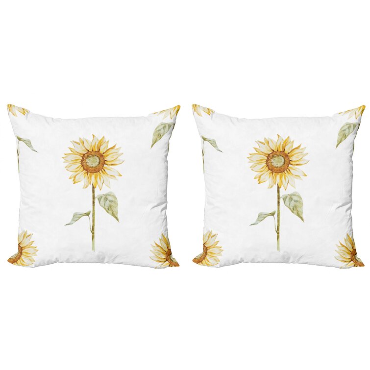 Set of 2 decorative pillowcase covers sunflower floral cushion covers