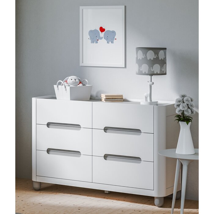 Storkcraft Roland 6 Drawer Dresser Nursery White Natural Chests