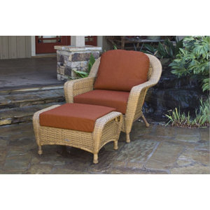 Fleischmann 3 Piece Arm Chair, Ottoman and Table Set with Cushions