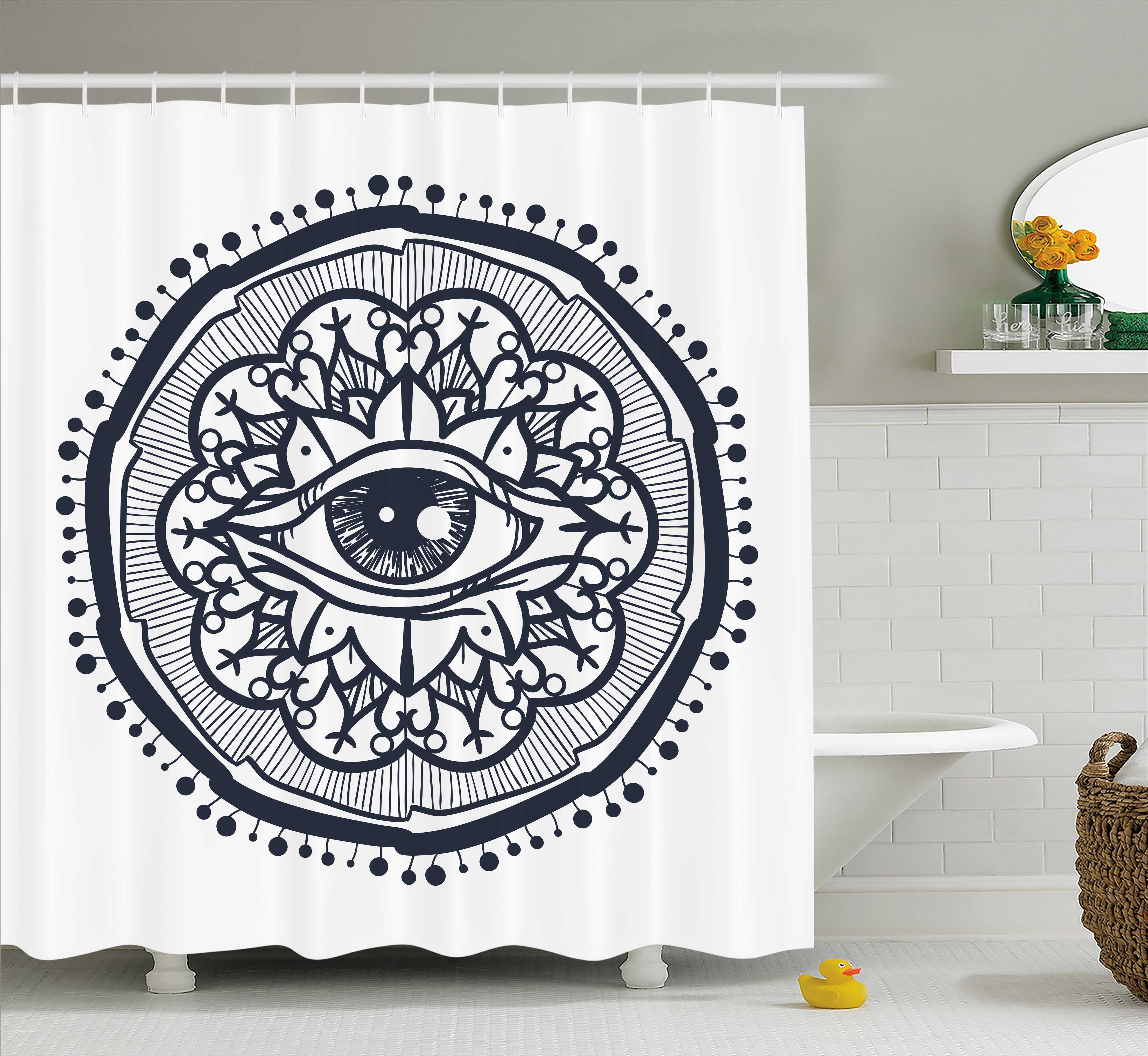 Quote Shower Curtain Get Naked Heart Zig Zag Print for Bathroom