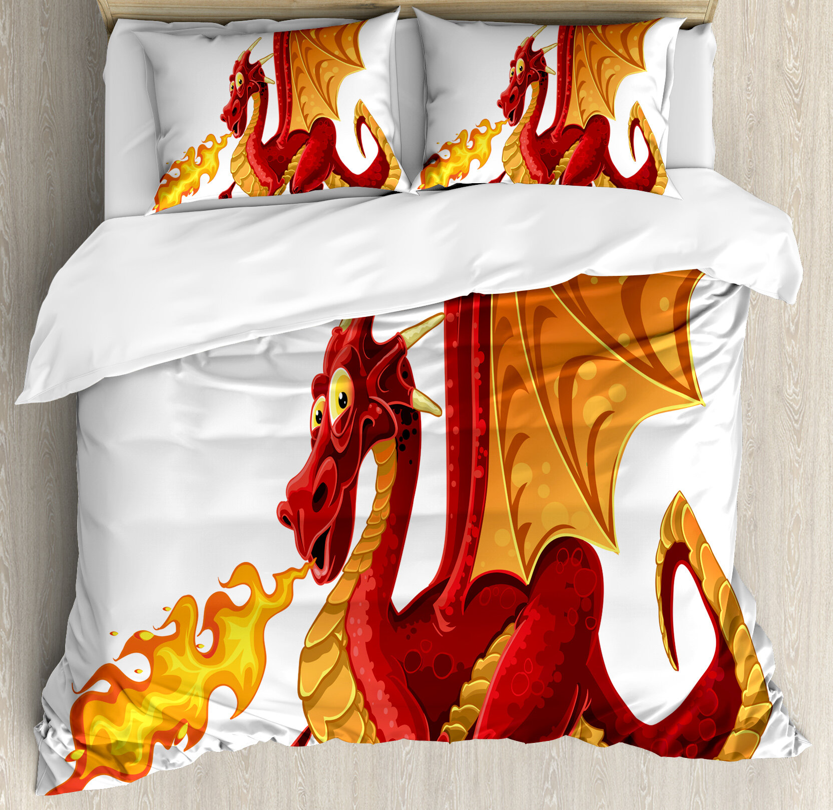 East Urban Home Dragon Funny Fire Spitting Winged Cartoon Mascot