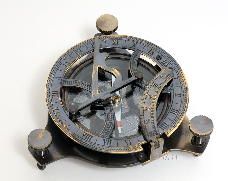 Vintage Handmade Classic World Sun-dial Timer Clock Working Maritime Compas 