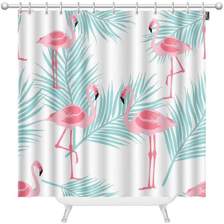 3D Bird Pattern Waterproof Fabric Shower Curtain Bathroom Mat 72 Inch+12 Hooks 