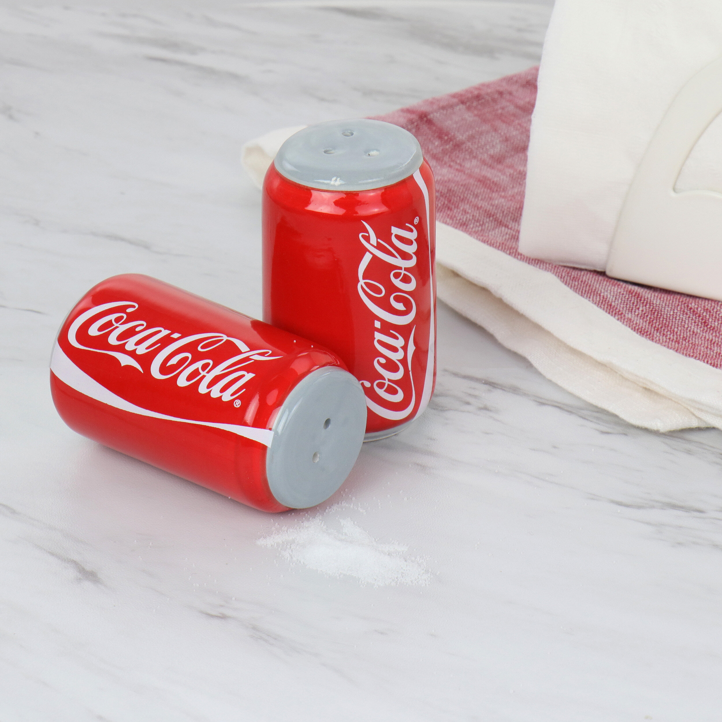 BRAND NEW Coca-Cola Enamel Ware Salt And Pepper Shaker Set Drink Coca-Cola