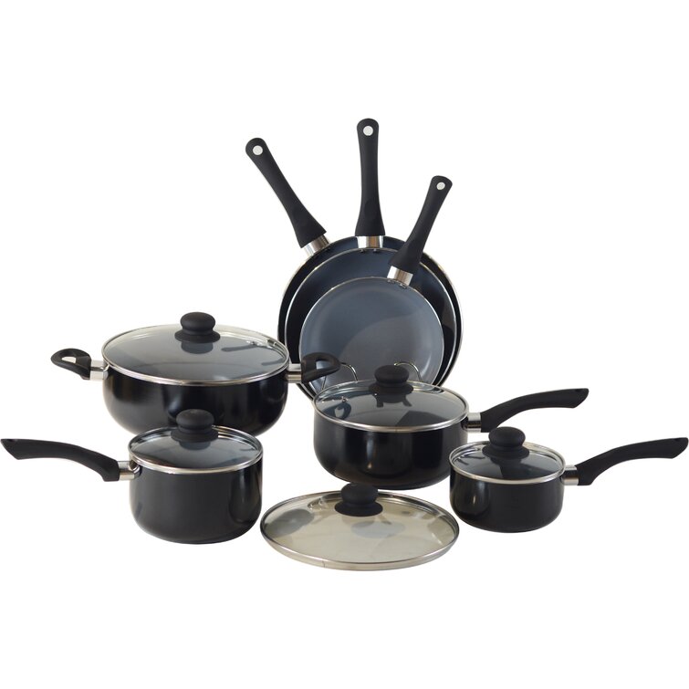 Ceramic Non-Stick Cookware Set 12 Piece Pots Pans Stove Top Kitchen New 