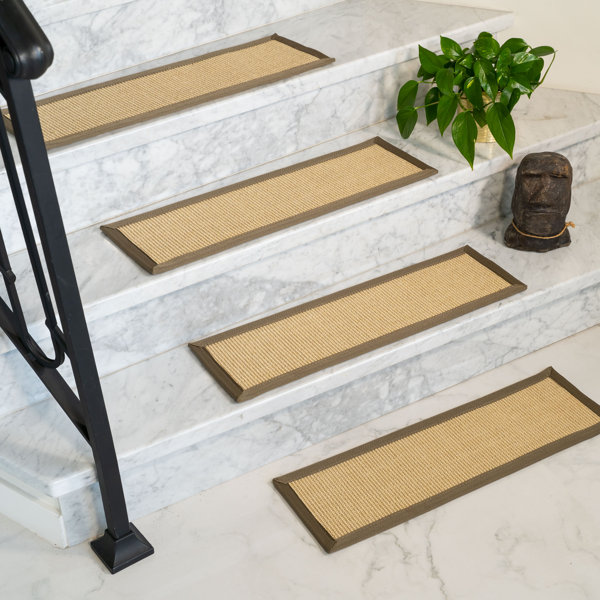 Gracie Oaks Degory Sisal Carpet Ivory Green Stair Tread Wayfair