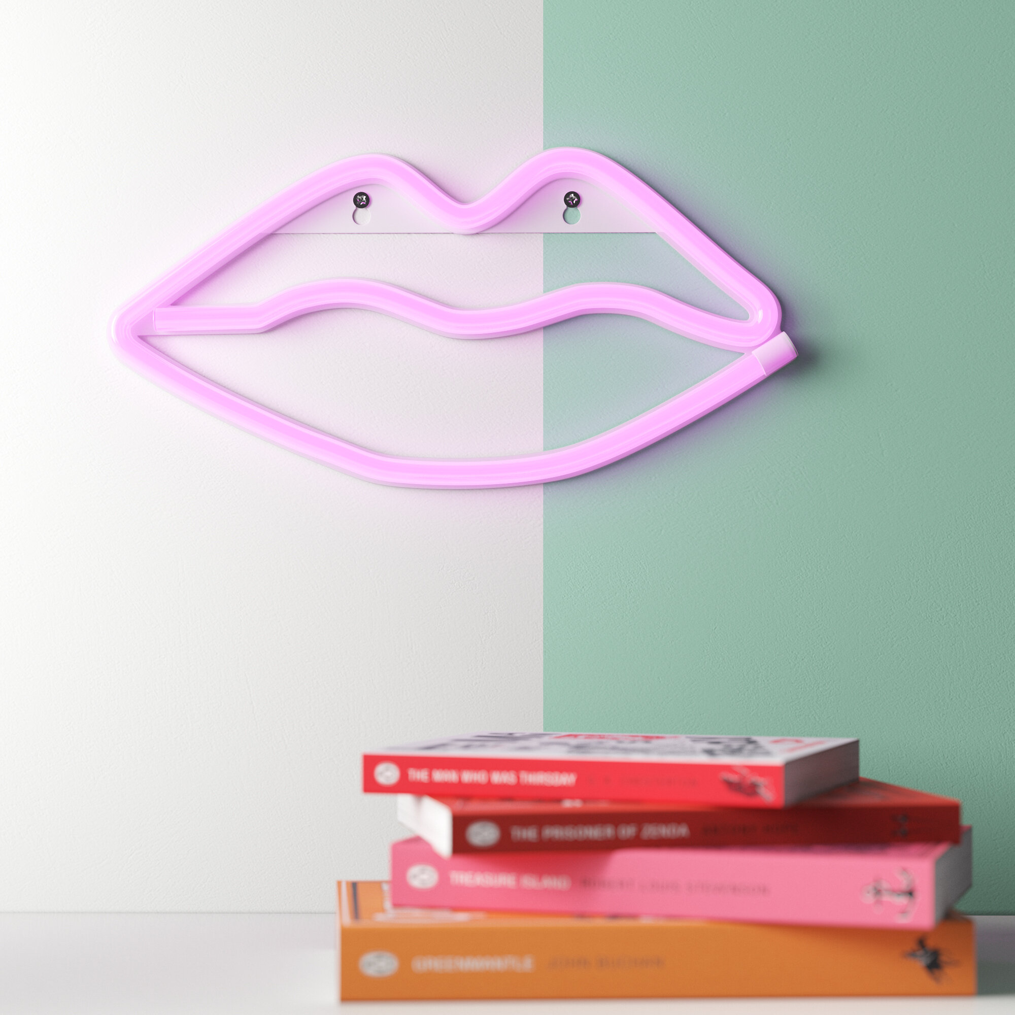 Pink Lip Shape Neon Sign Wall Lamp Night Light LED Signs Gift Free Shipping Sale 