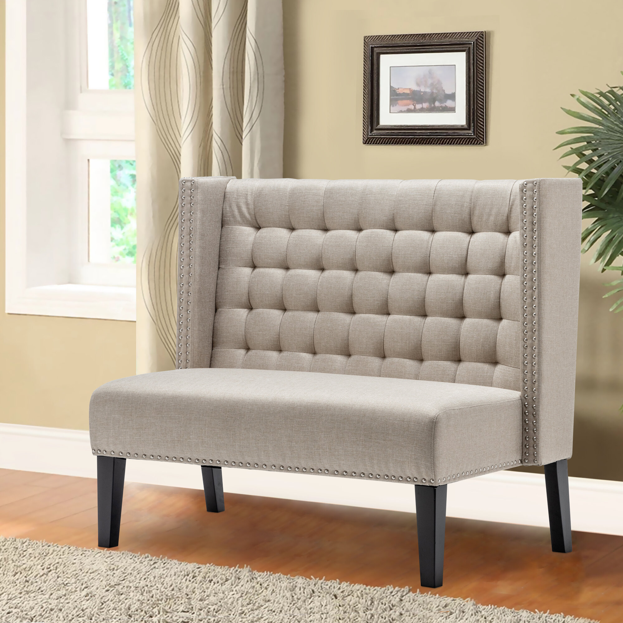 armless banquette settee