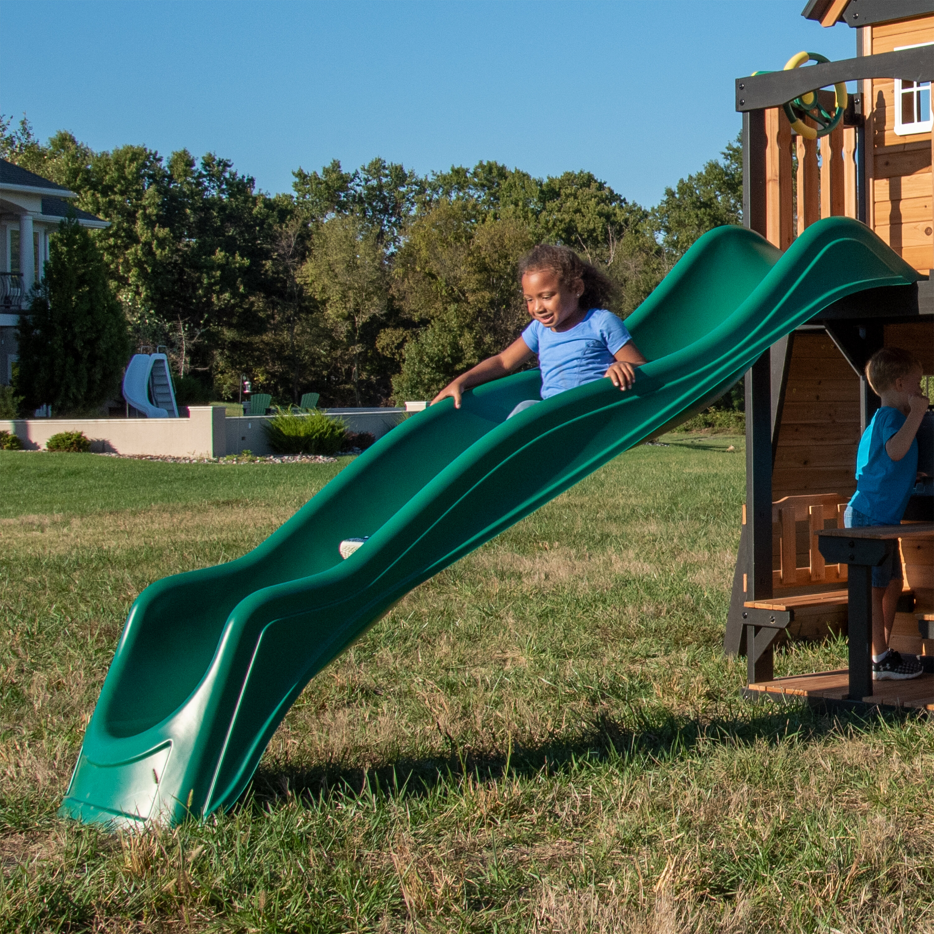Kids Outdoor Slide Childrens Playground Equipment Outdoor Plastic for 4 Ft Deck 