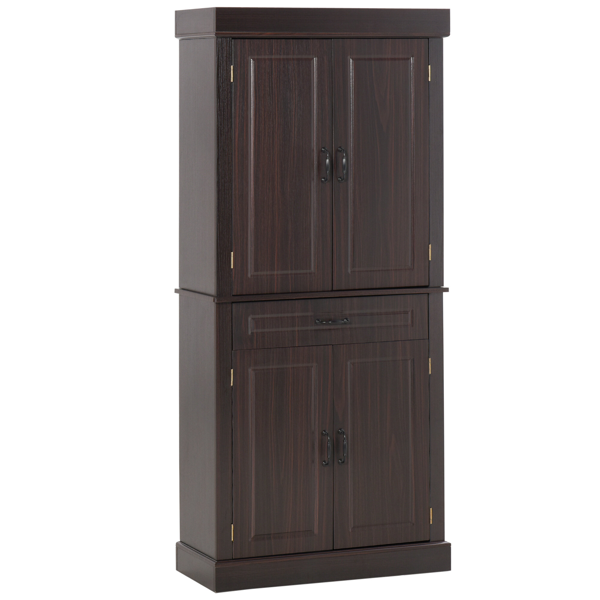 Latitude Run 71 Tall Freestanding Kitchen Pantry With 4 Doors 2 Large Cabinets And 1 Wide Drawer For Kitchen Espresso Reviews Wayfair