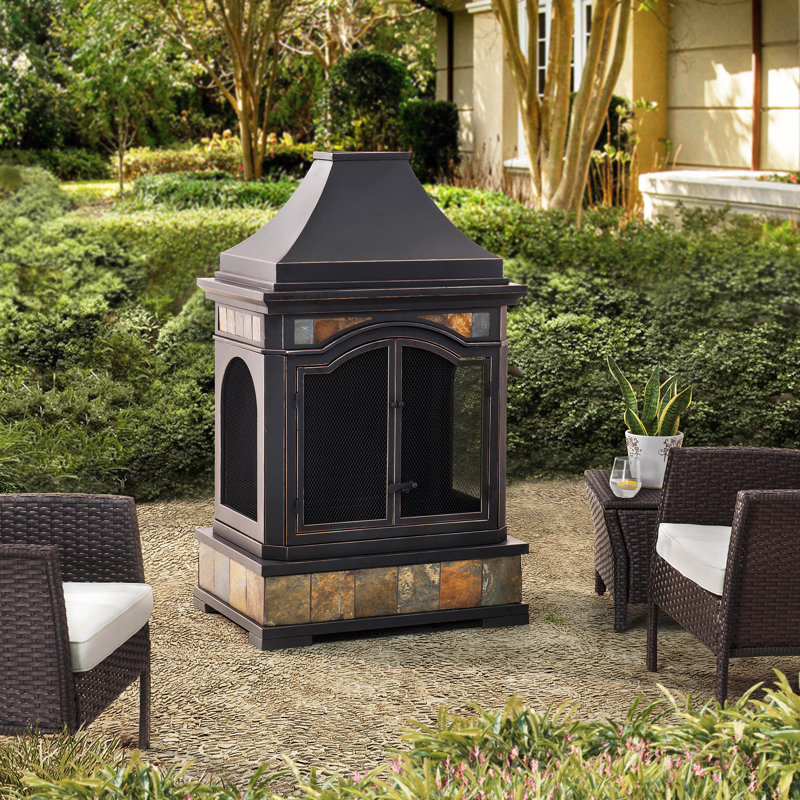 Sunjoy Monroe Steel Wood Burning Outdoor Fireplace Wayfair