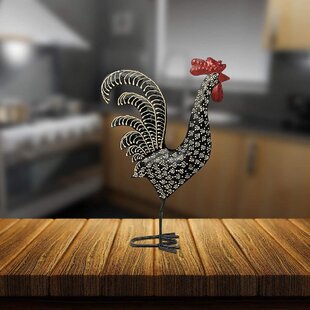 New French Country Farmhouse Chic CHICKENS BEWARE Standing Rooster Sign Statue